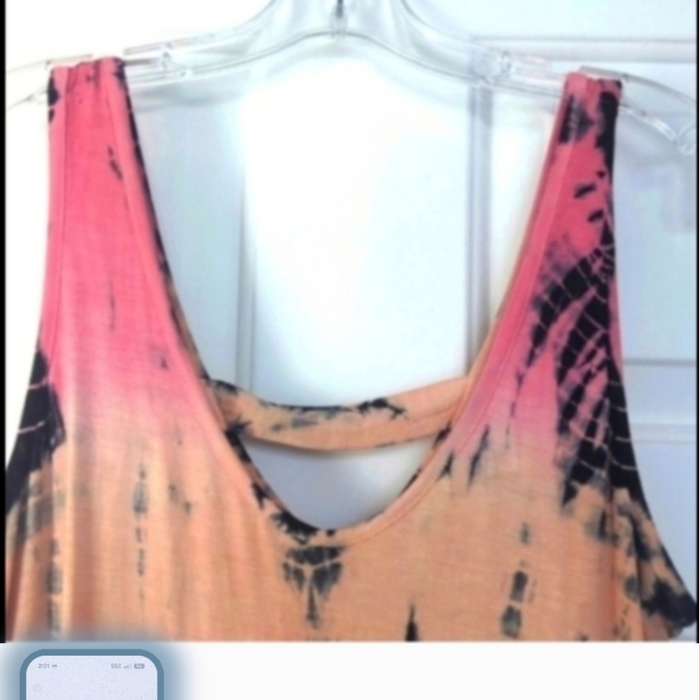 Raya Sun Pink and Black Tie-Dye Tank Top Swimsuit Coverup - Picture 3 of 9